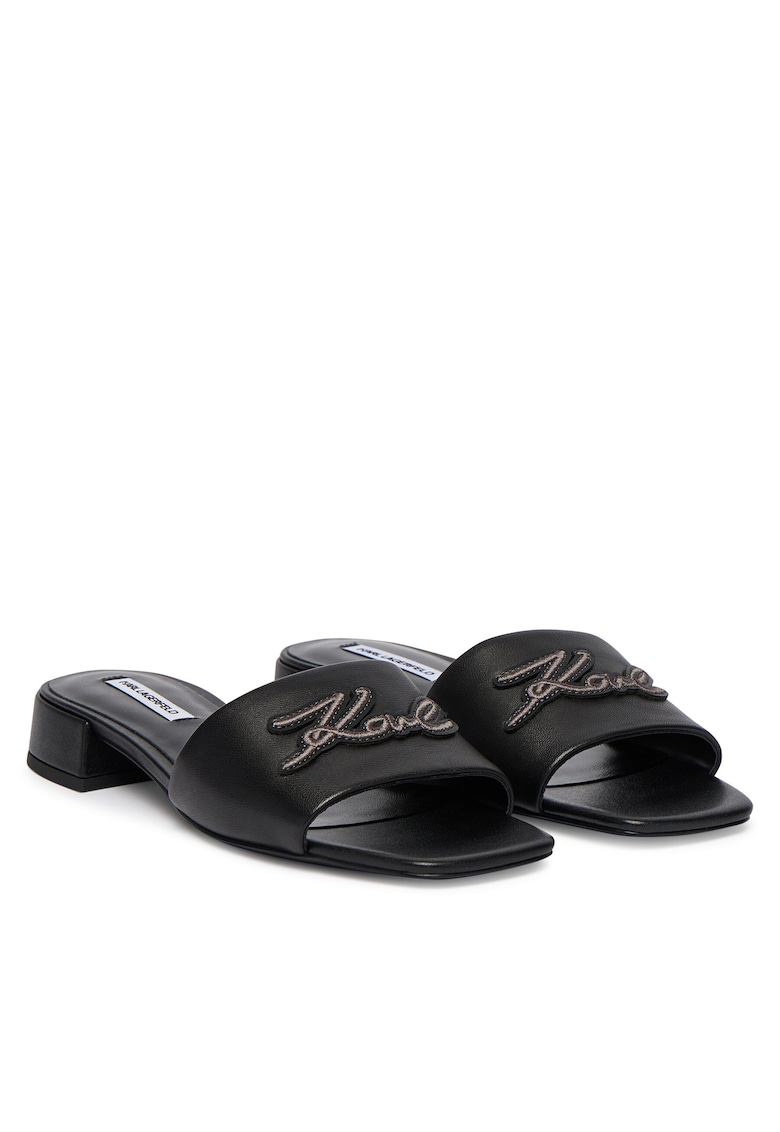 Slapi dama - piele naturala - negru