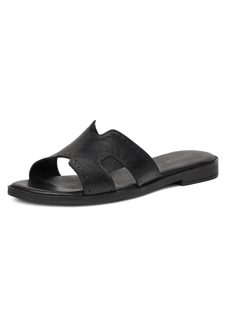 Slapi dama - piele naturala - negru -