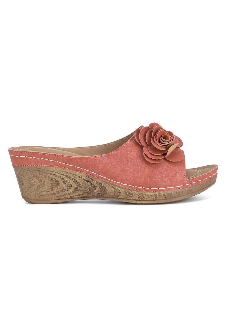 Pantofi dama - material sintetic - roz - platforma -
