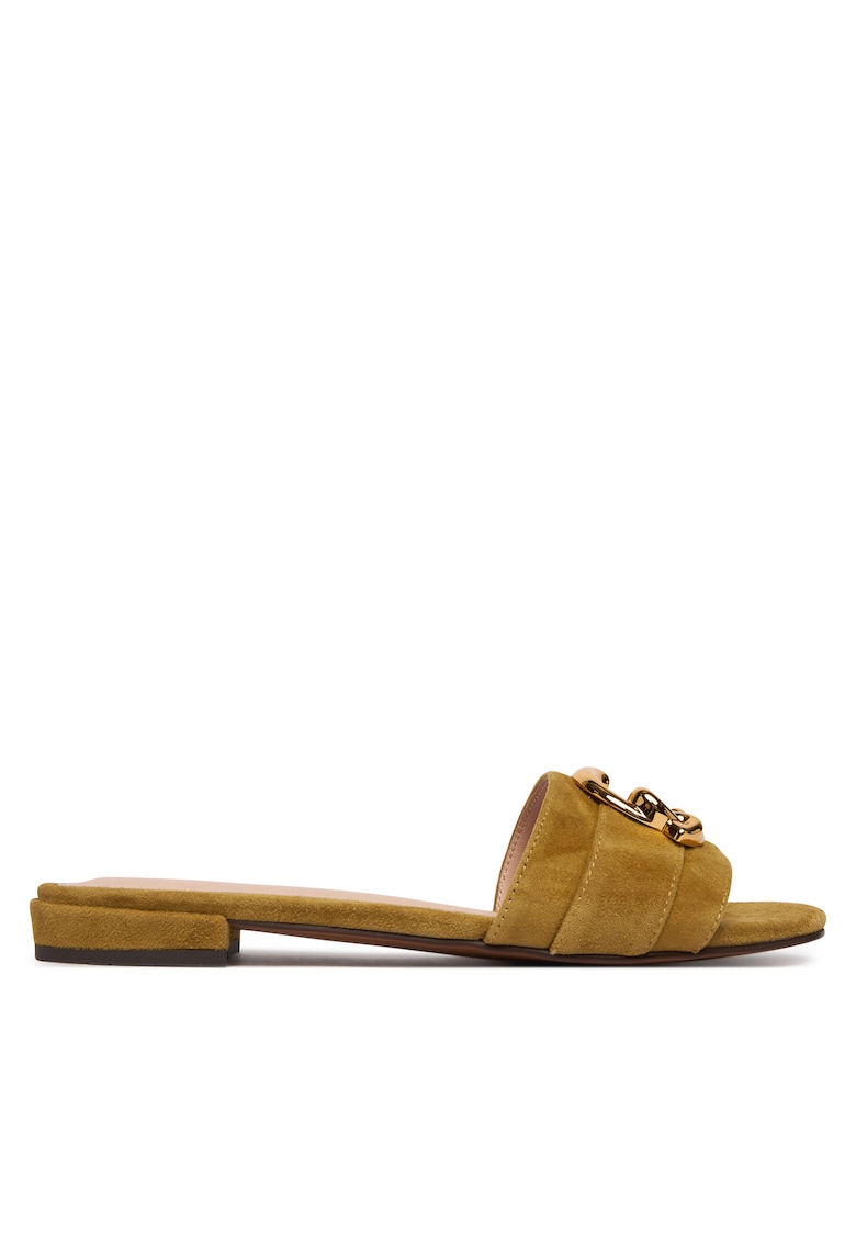 Papuci dama - piele naturala - verde -