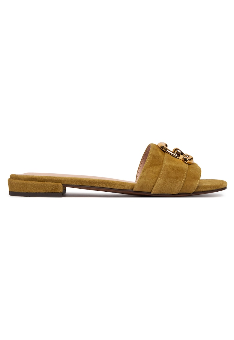 Papuci dama - piele naturala - verde -