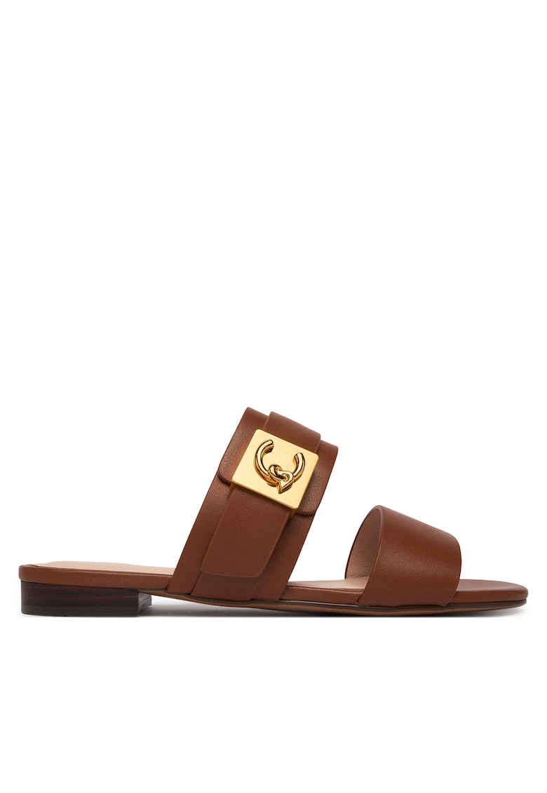 Papuci dama - piele naturala - maro -