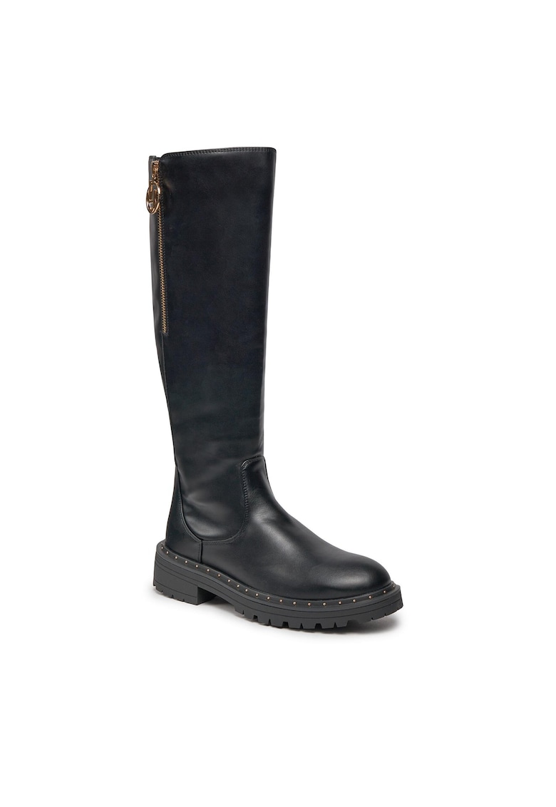 Cizme dama - piele ecologica - negru - fermoar - set de 1 pereche -