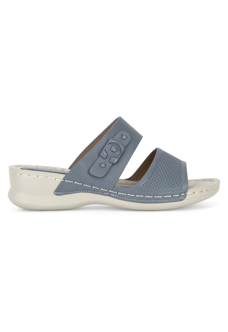 Papuci dama - sintetic - bleumarin - toc plat -