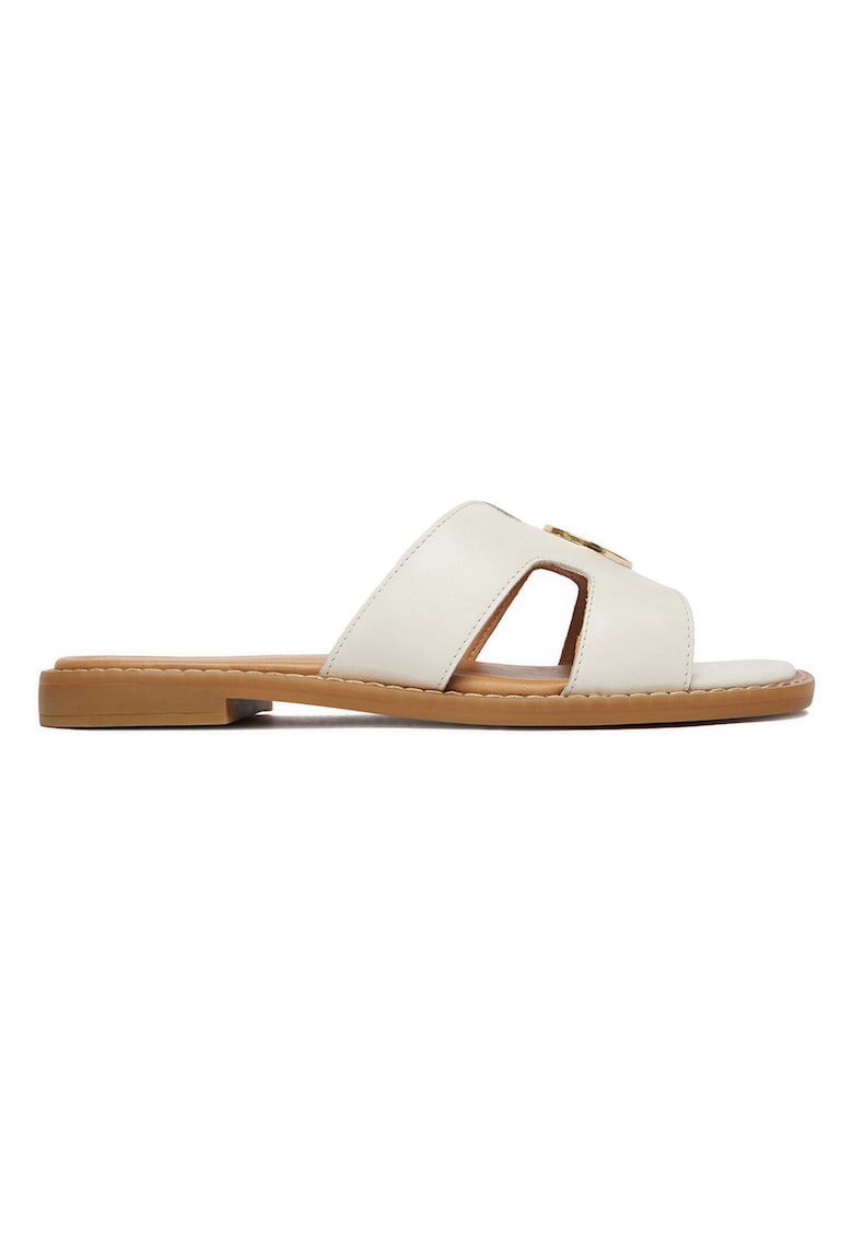 Papuci dama - piele naturala - alb