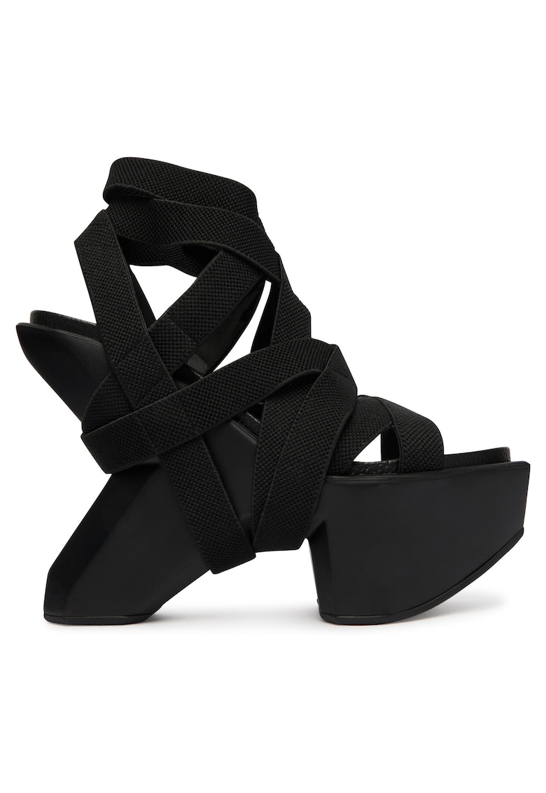 Sandale dama - negru - material textil - sistem inchidere Velcro
