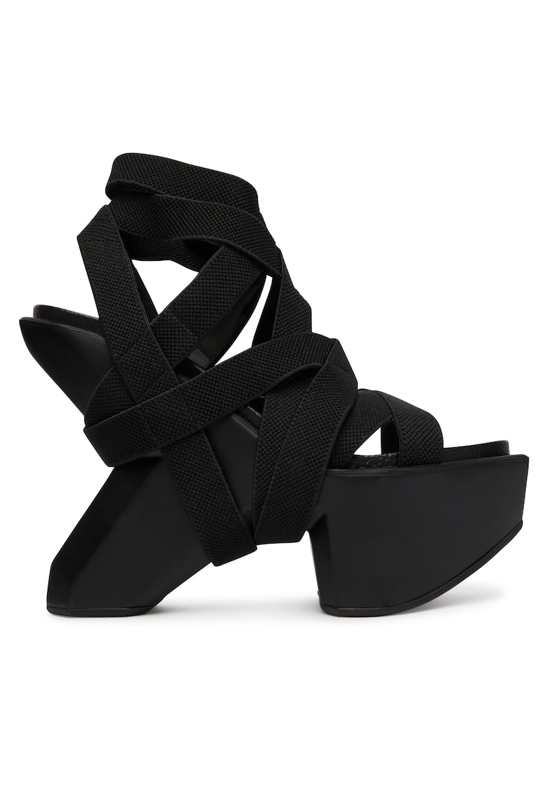 Sandale dama - negru - material textil - sistem inchidere Velcro