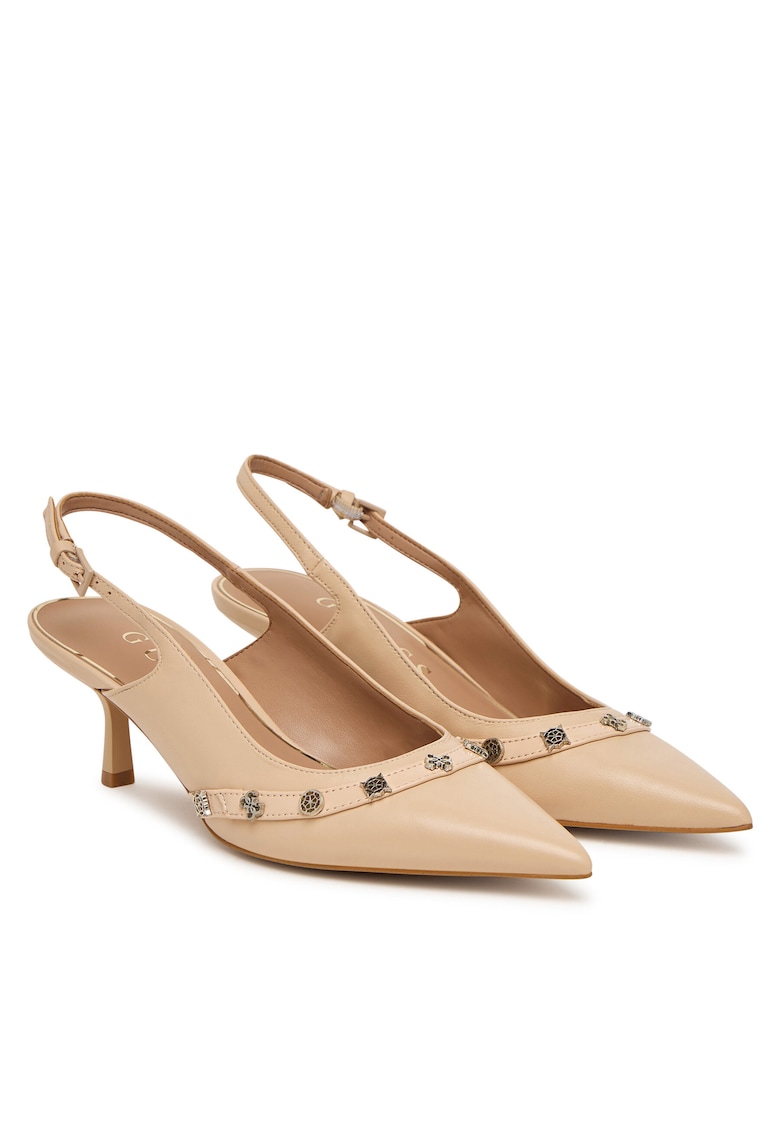 Pantofi dama - piele naturala - toc kitten heel - bej