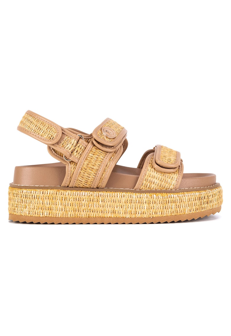 Sandale dama - bej - material sintetic - sistem inchidere velcro