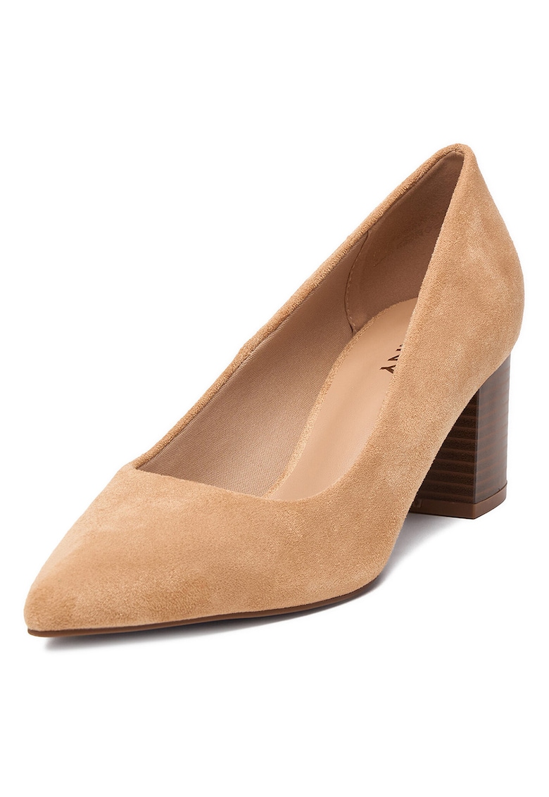 Pantofi pentru dama - textil - bej - toc clasic