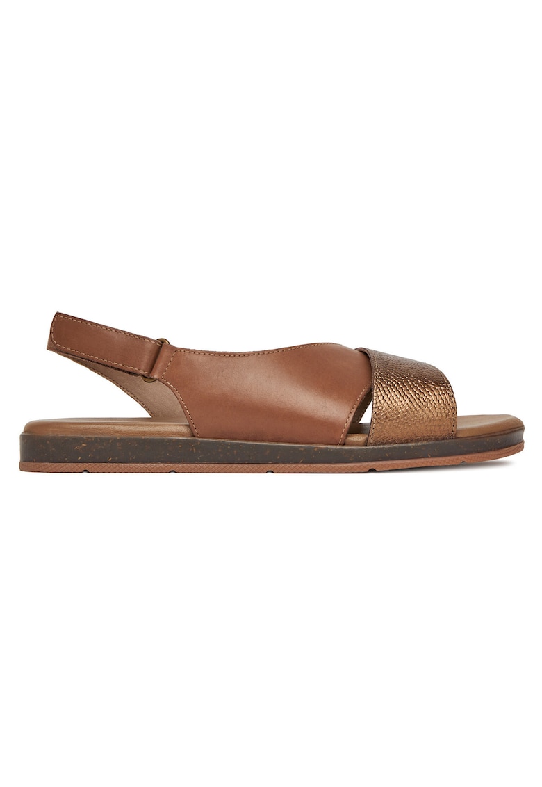 Sandale dama - piele naturala - velcro - maro