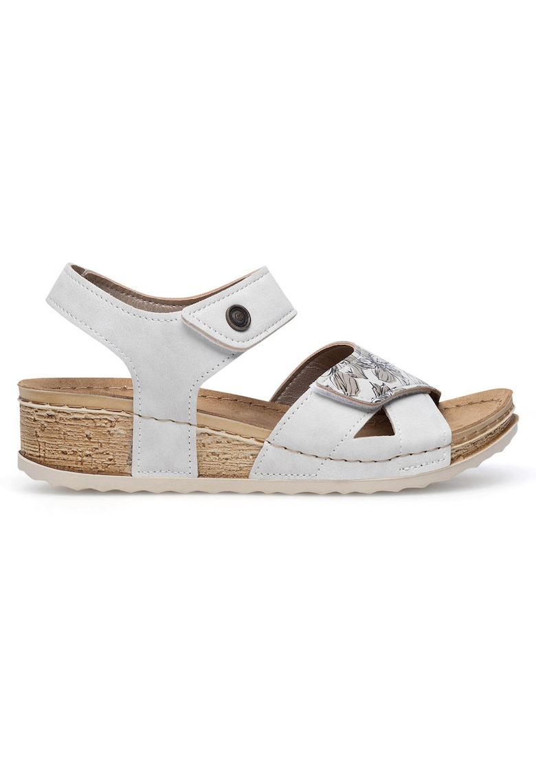 Sandale dama - sintetic - bej - inchidere velcro - Bej
