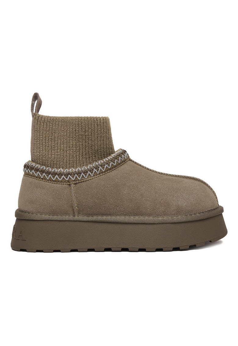 Cizme dama - piele naturala - flatform - bej