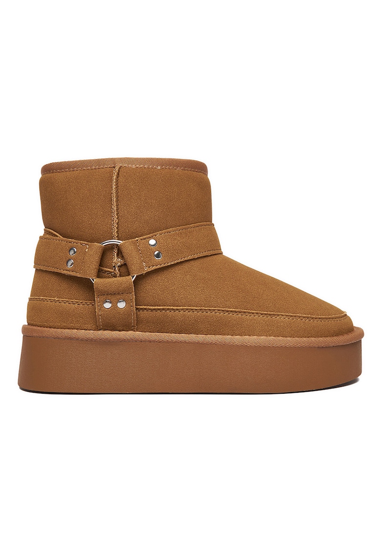 Cizme dama - flatform - maro - tesatura