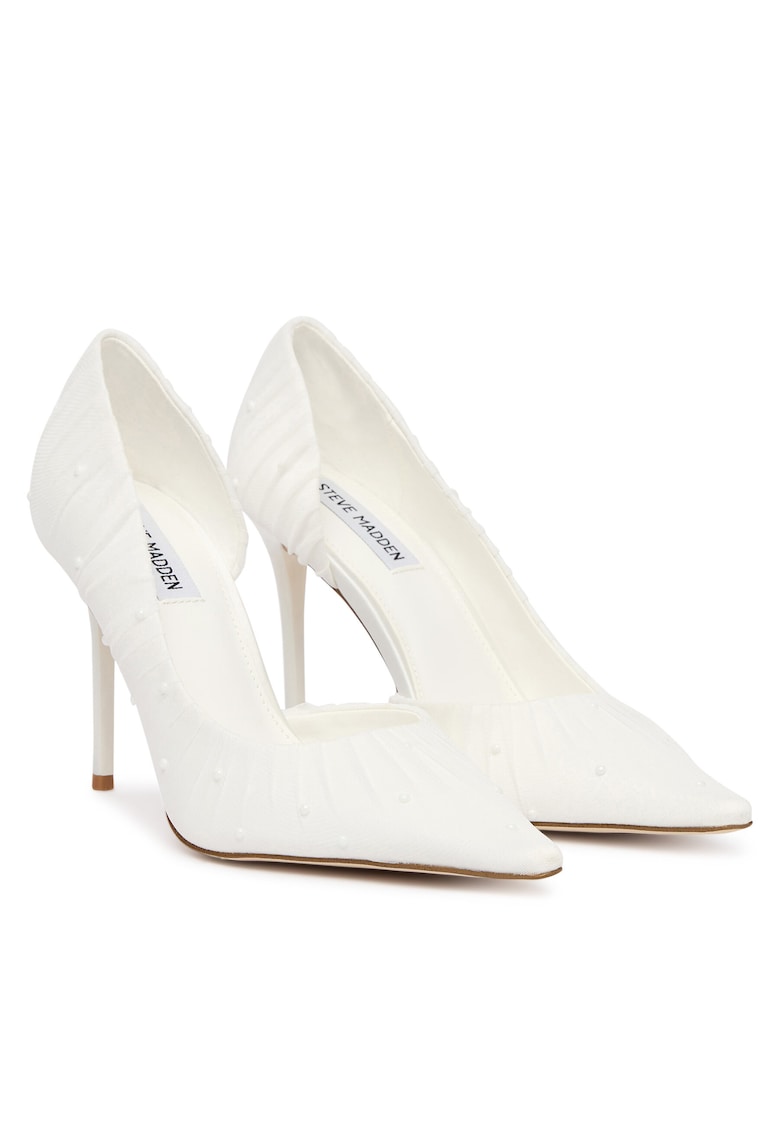 Pantofi dama - toc stiletto - alb - textil