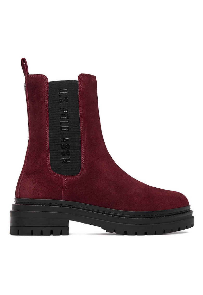 Botine dama - piele naturala - rosu - toc bloc - insertie elastica - Rosu