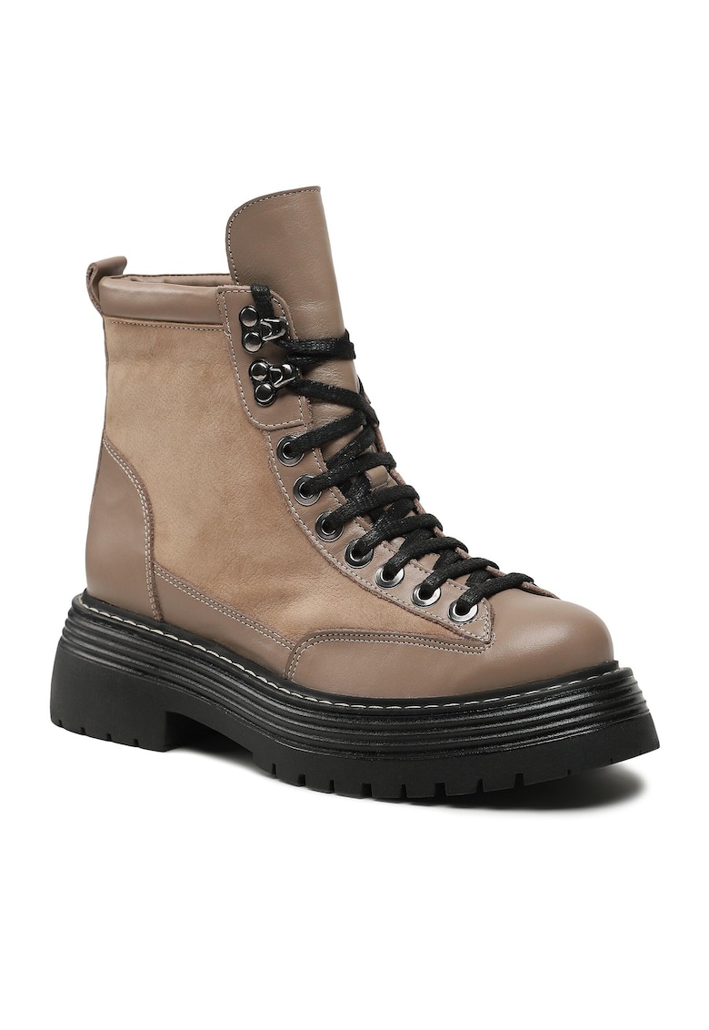 Ghete dama - piele naturala - fermoar - bej -