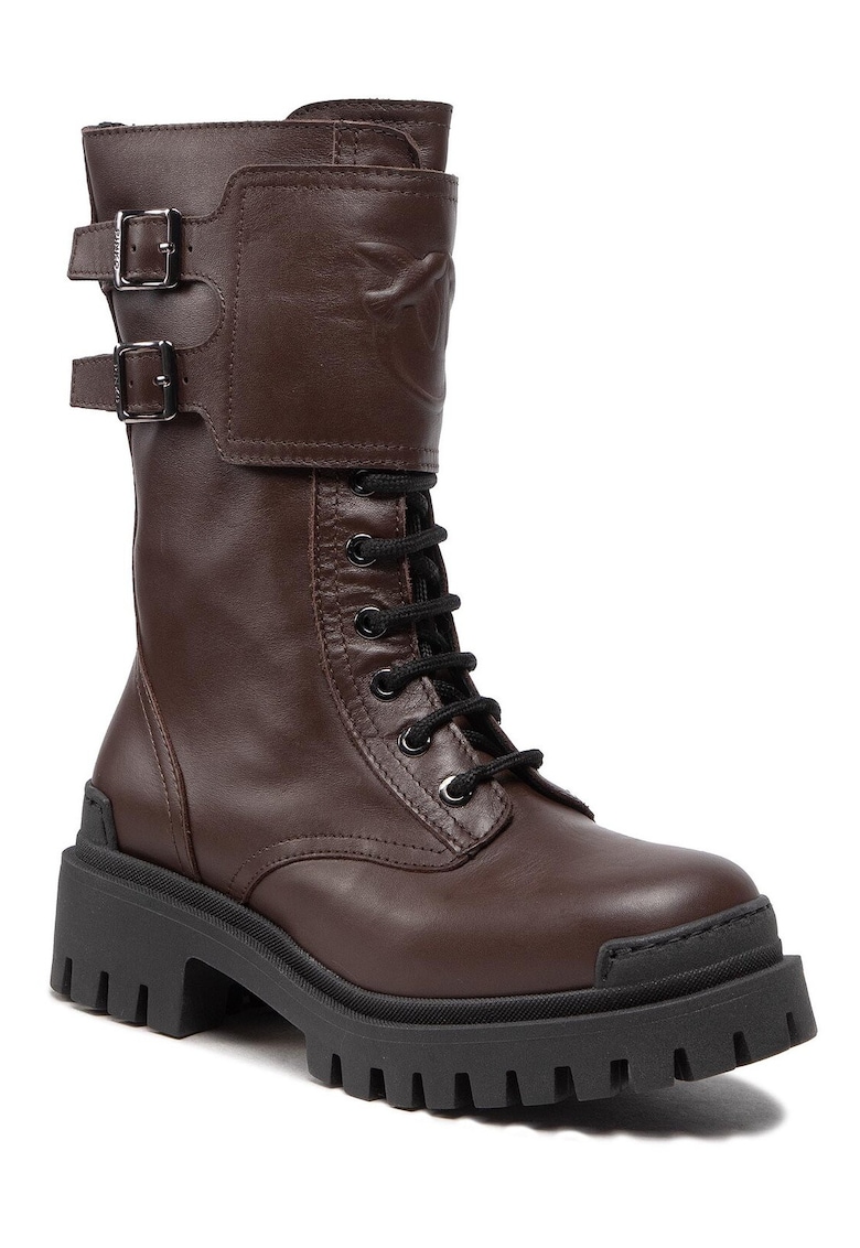 Ghete dama - piele naturala - talpa groasa - culoare maro -