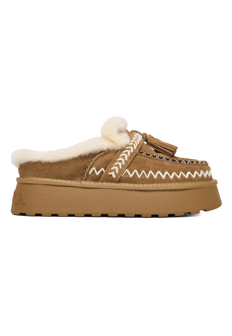 Cizme de iarna - piele naturala - flatform - maro