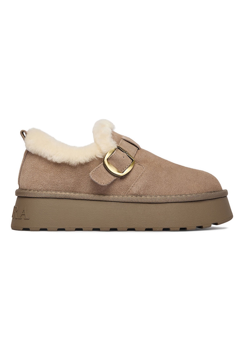 Cizme de zapada pentru femei - piele naturala - flatform - gri