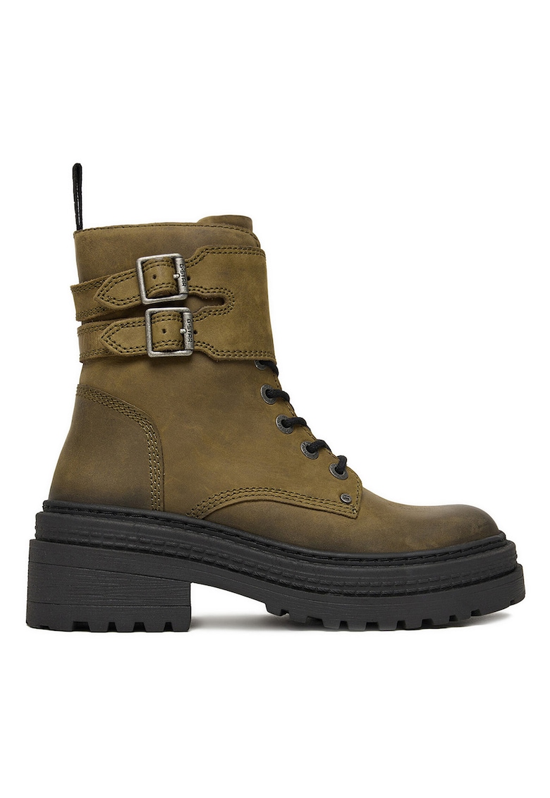 Ghete dama - piele naturala - fermoar - verde -