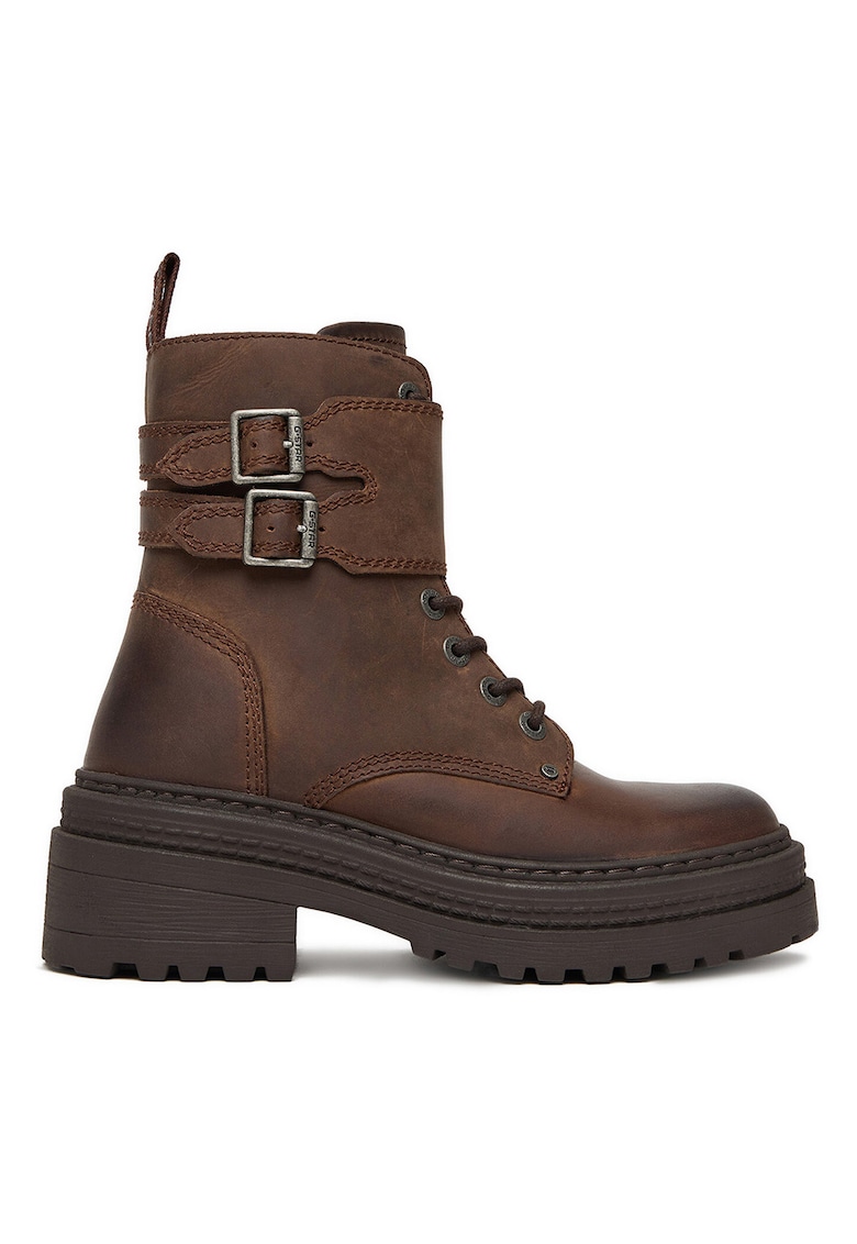 Ghete dama - piele naturala - fermoar - maro -