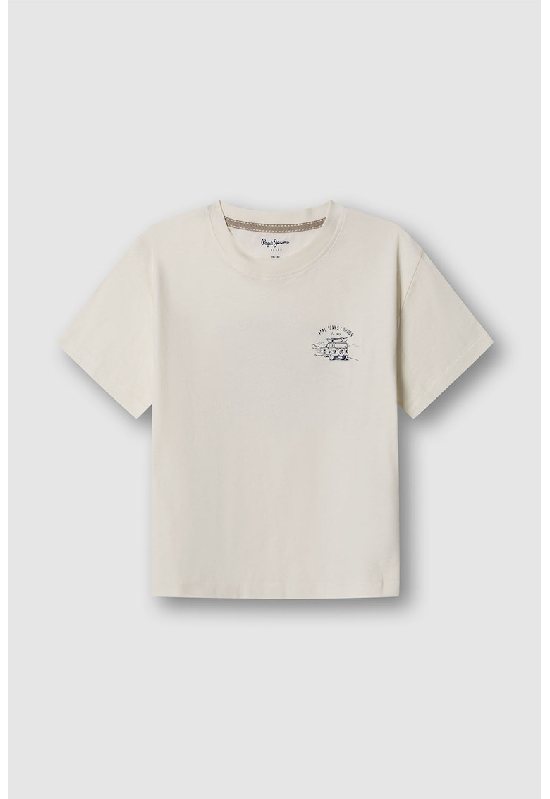 Tricou de bumbac cu imprimeu pe spate - Gri/Alb murdar