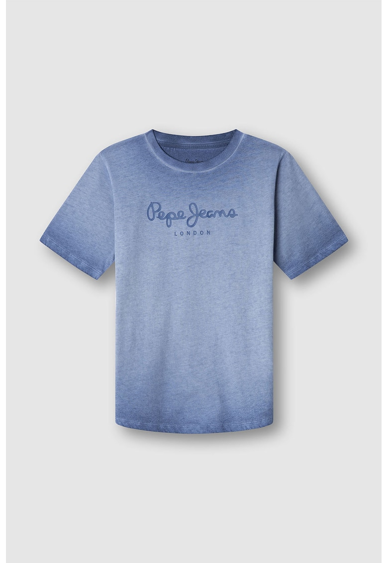 Tricou de bumbac cu aspect decolorat - Albastru inchis