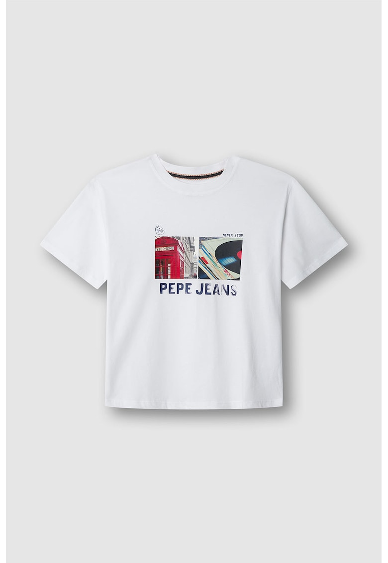 Tricou de bumba cu imprimeu - Alb optic/Rosu vermillion/Bleumarin