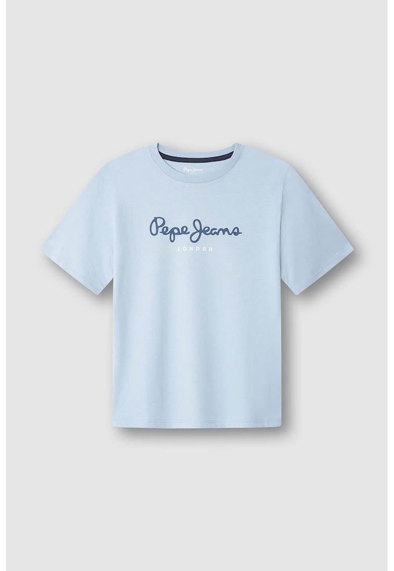 Tricou de bumbac cu imprimeu logo - Albastru inchis/Albastru azur/Alb optic