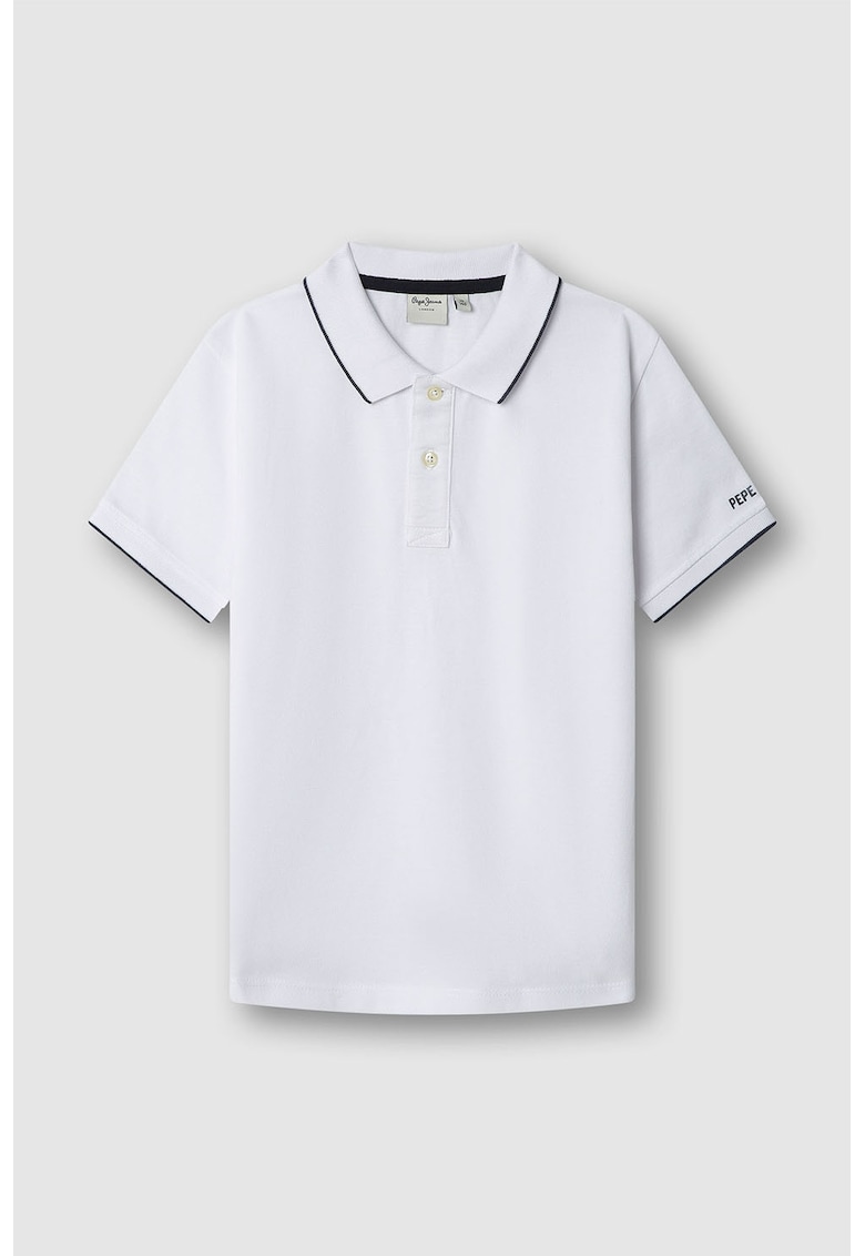 Tricou polo de bumbac - Negru/Alb optic