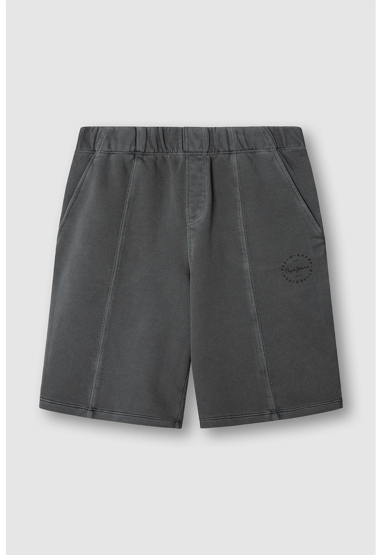 Pantaloni scurti uni de bumbac - Gri inchis