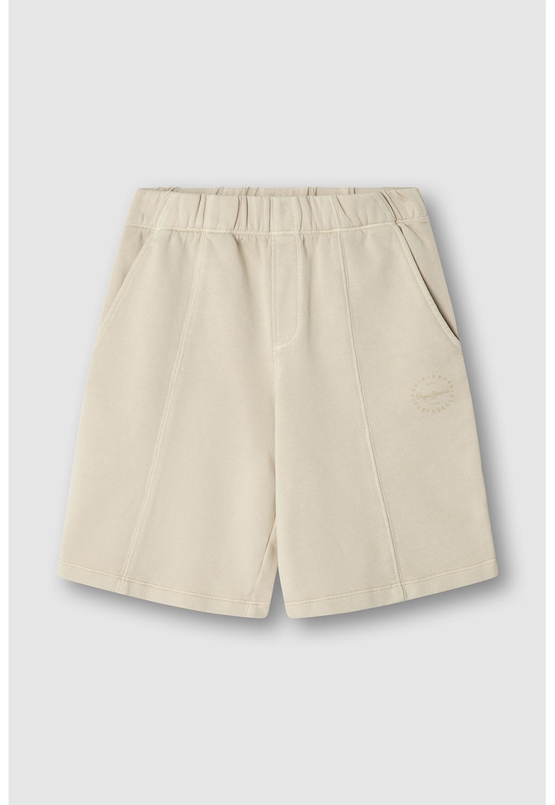 Pantaloni scurti uni de bumbac - Bej deschis