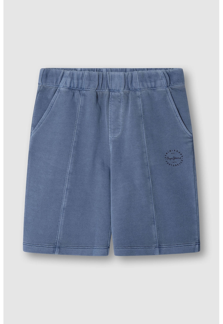Pantaloni scurti uni de bumbac - Albastru inchis