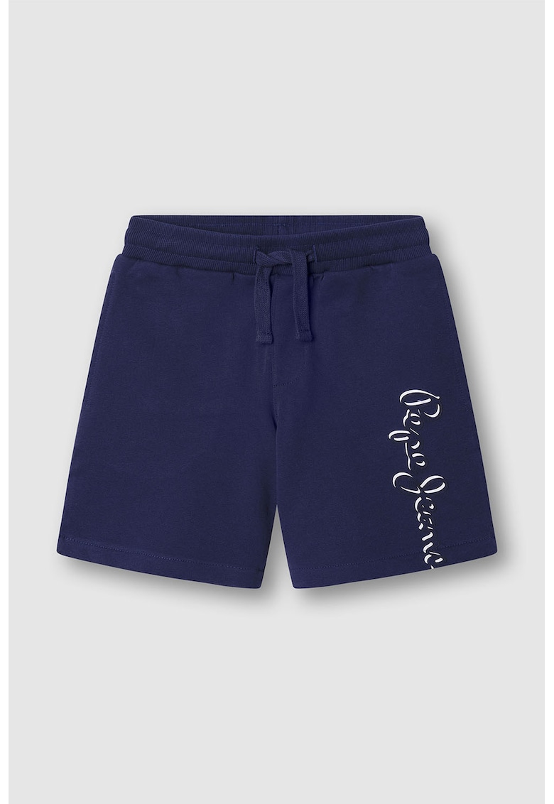 Pantaloni scurti de bumbac cu imprimeu logo - Alb/Bleumarin