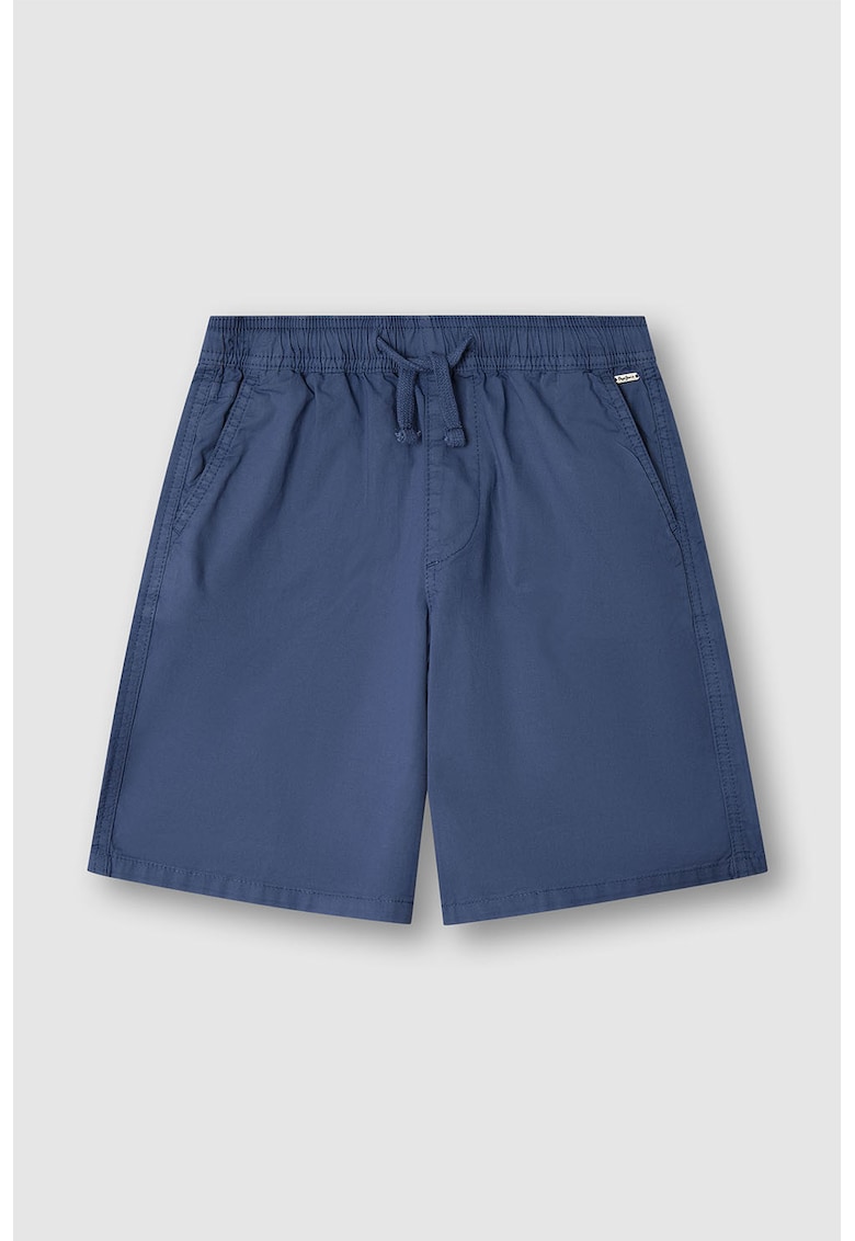 Pantaloni scurti de bumbac cu snur - Albastru indigo