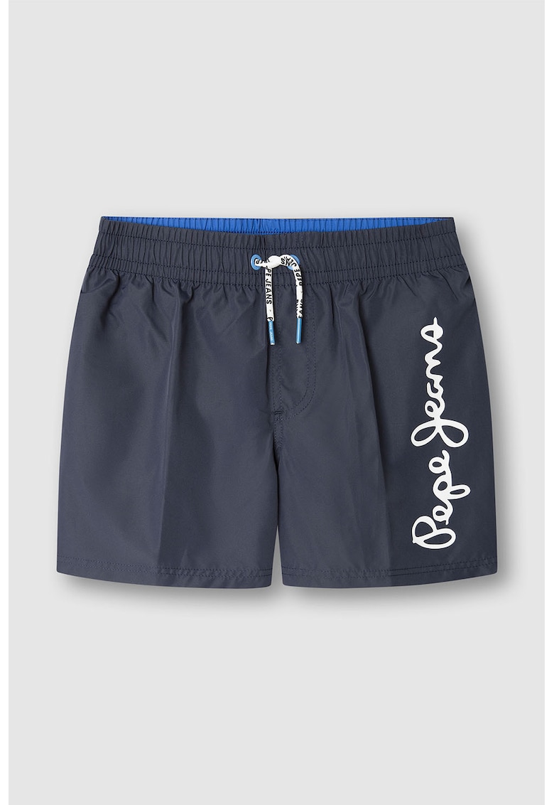 Pantaloni scurti de baie cu imprimeu logo - Alb/Gri carbune