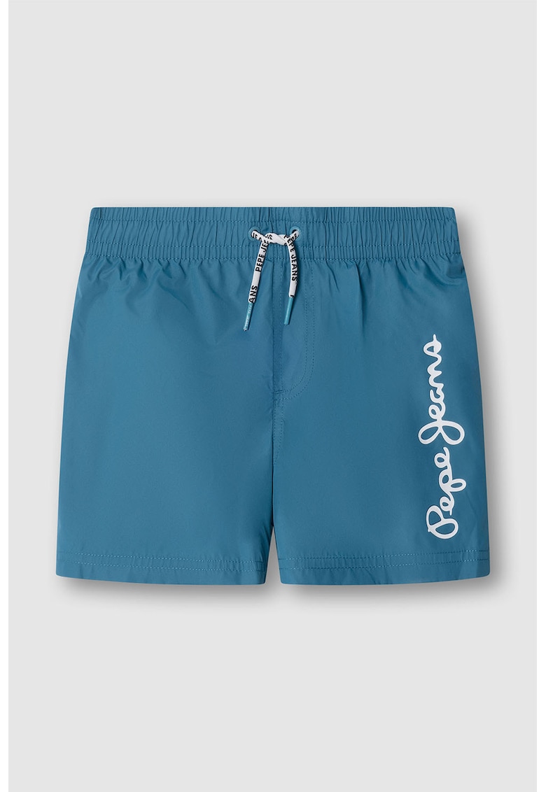 Pantaloni scurti de baie cu imprimeu logo - Albastru petrol