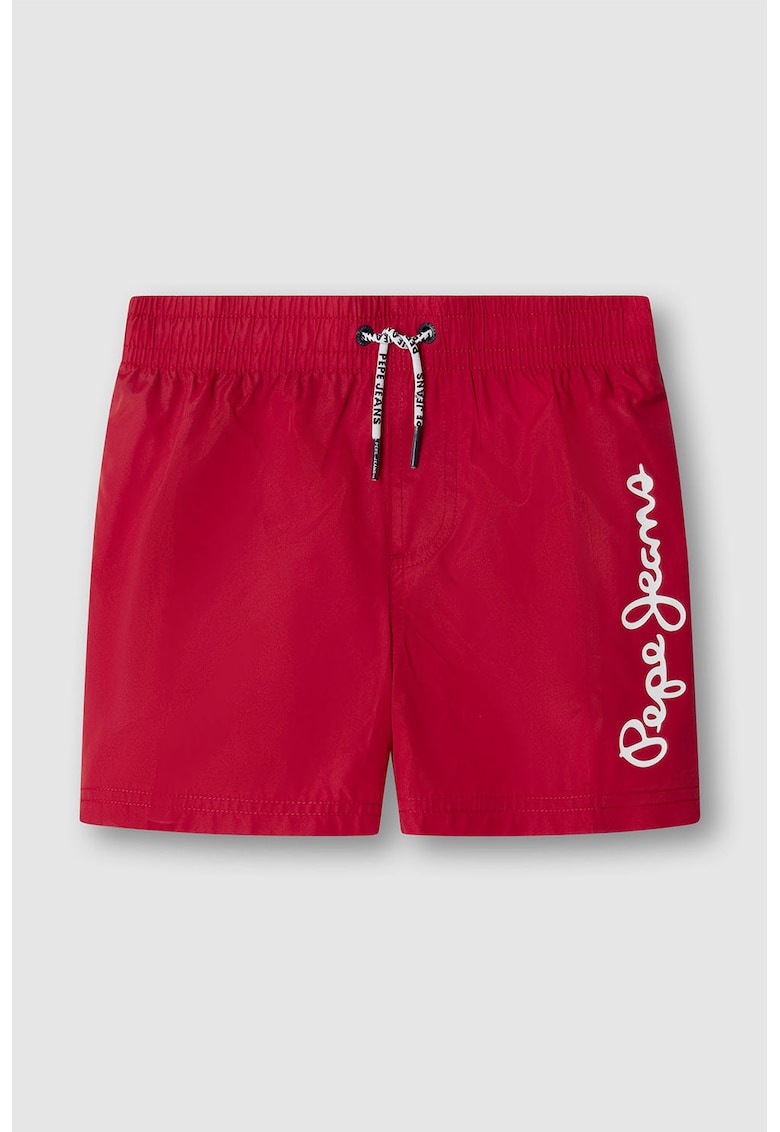 Pantaloni scurti de baie cu imprimeu logo - Rosu vermillion