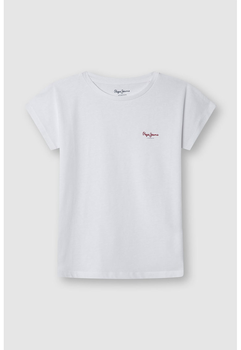 Tricou din bumbac cu logo discret - Alb optic