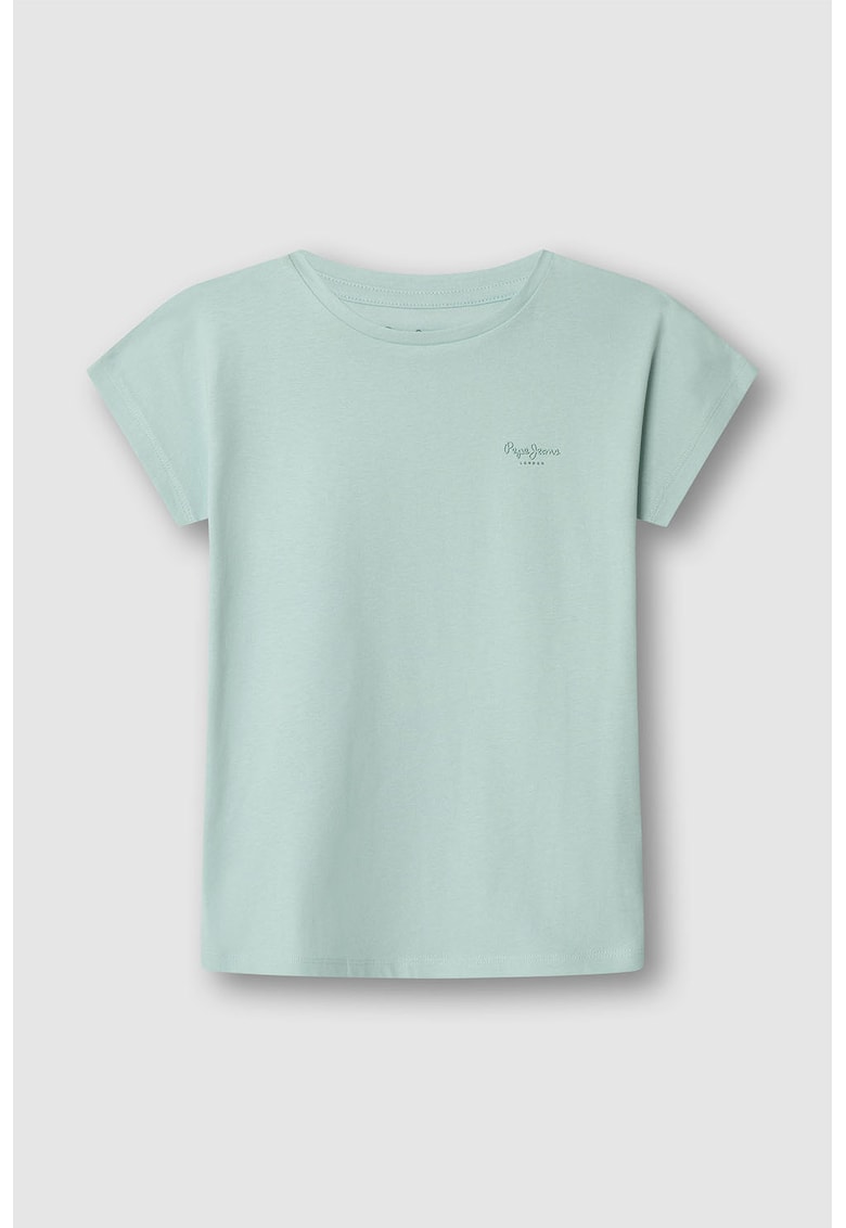 Tricou din bumbac cu logo discret - Verde menta