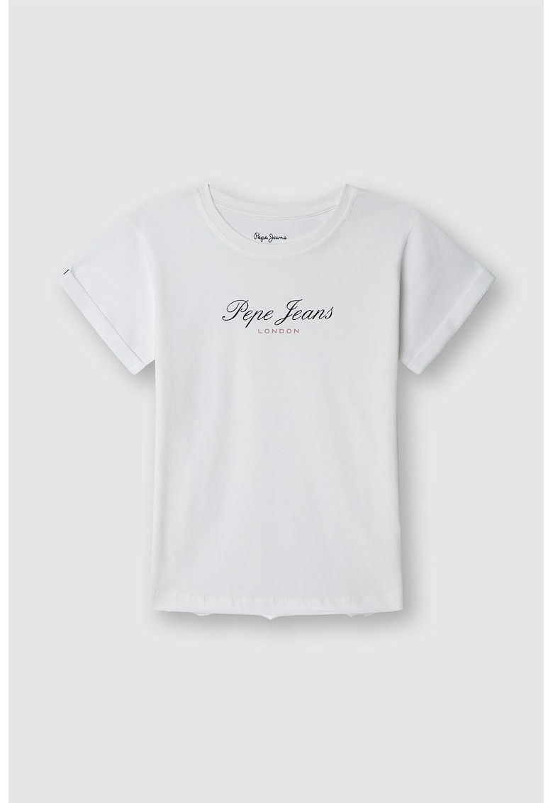 Tricou din bumbac cu imprimeu logo - Negru/Alb optic/Roz prafuit