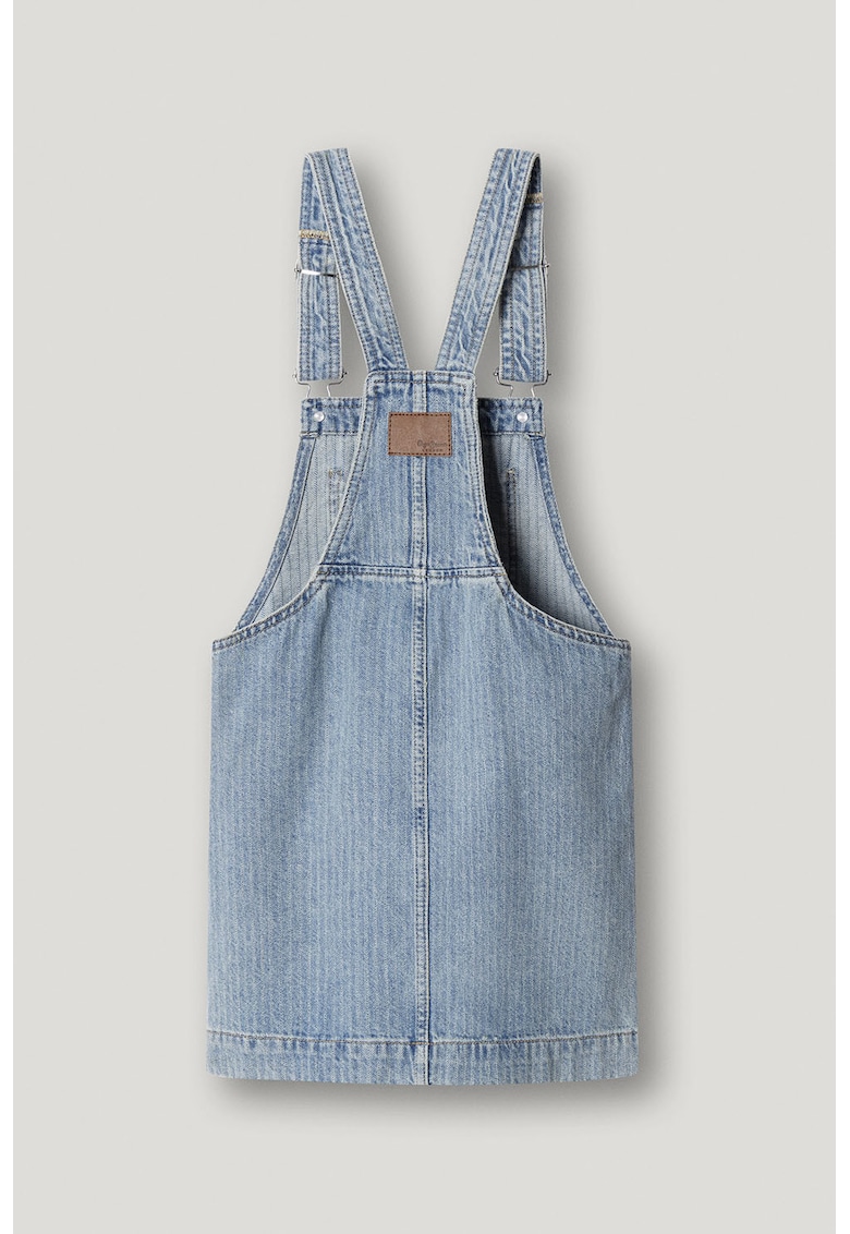 Sarafan din denim cu buzunar pe partea din fata - Alb/Coral