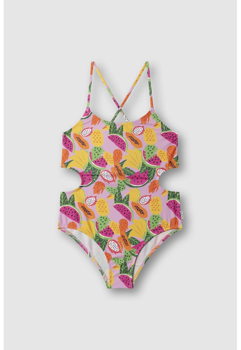 Costum de baie intreg cu imprimeu - Verde/Galben/Roz