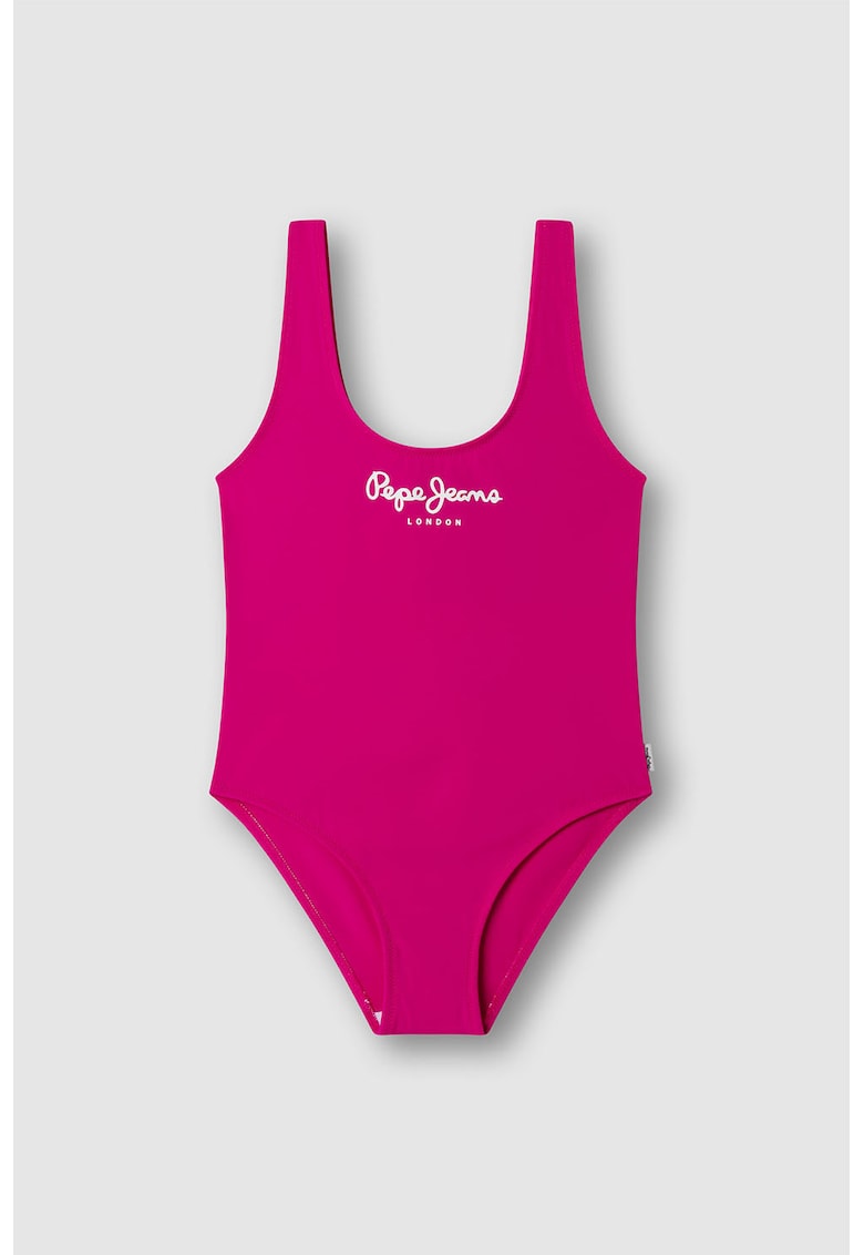 Costum de baie intreg cu imprimeu logo - Fucsia/Roz