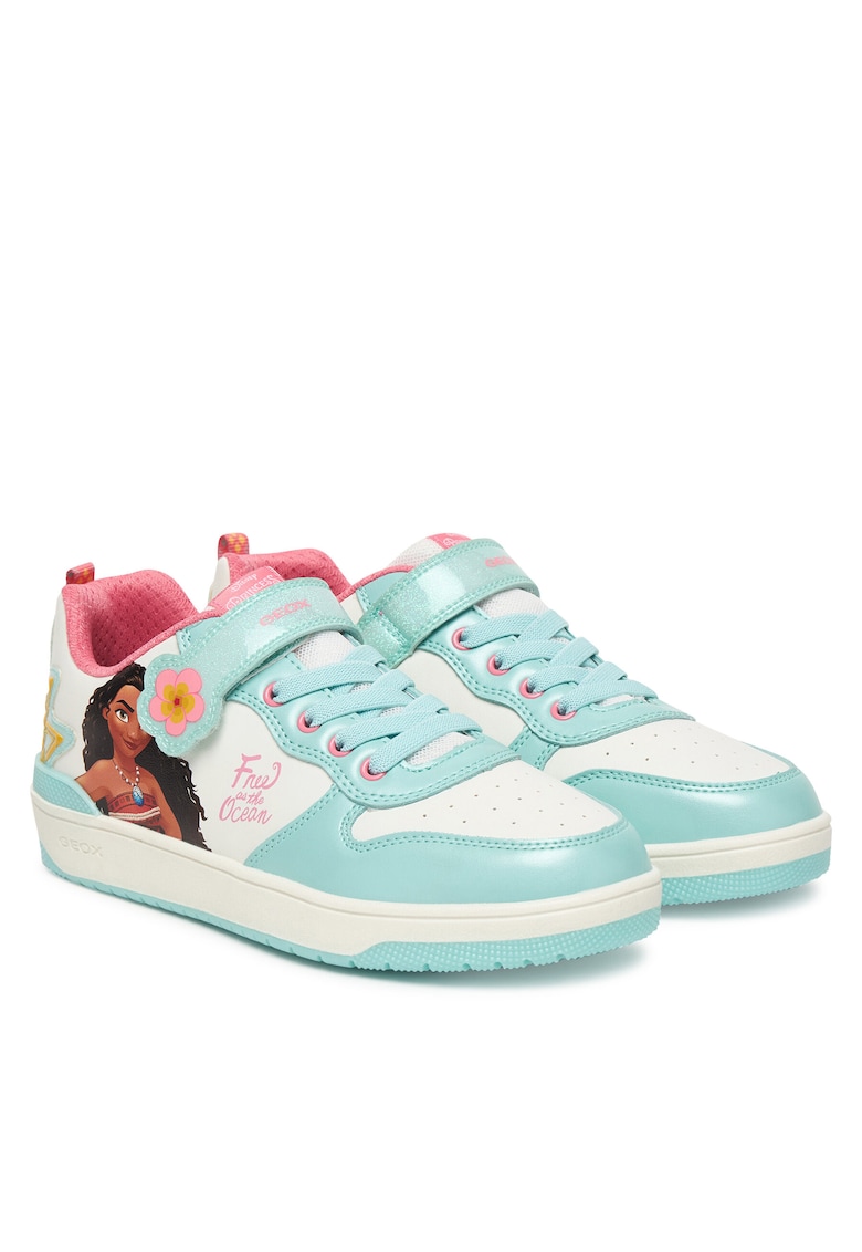 Pantofi copii - adidasi fete - alb - piele ecologica - sistem inchidere Velcro