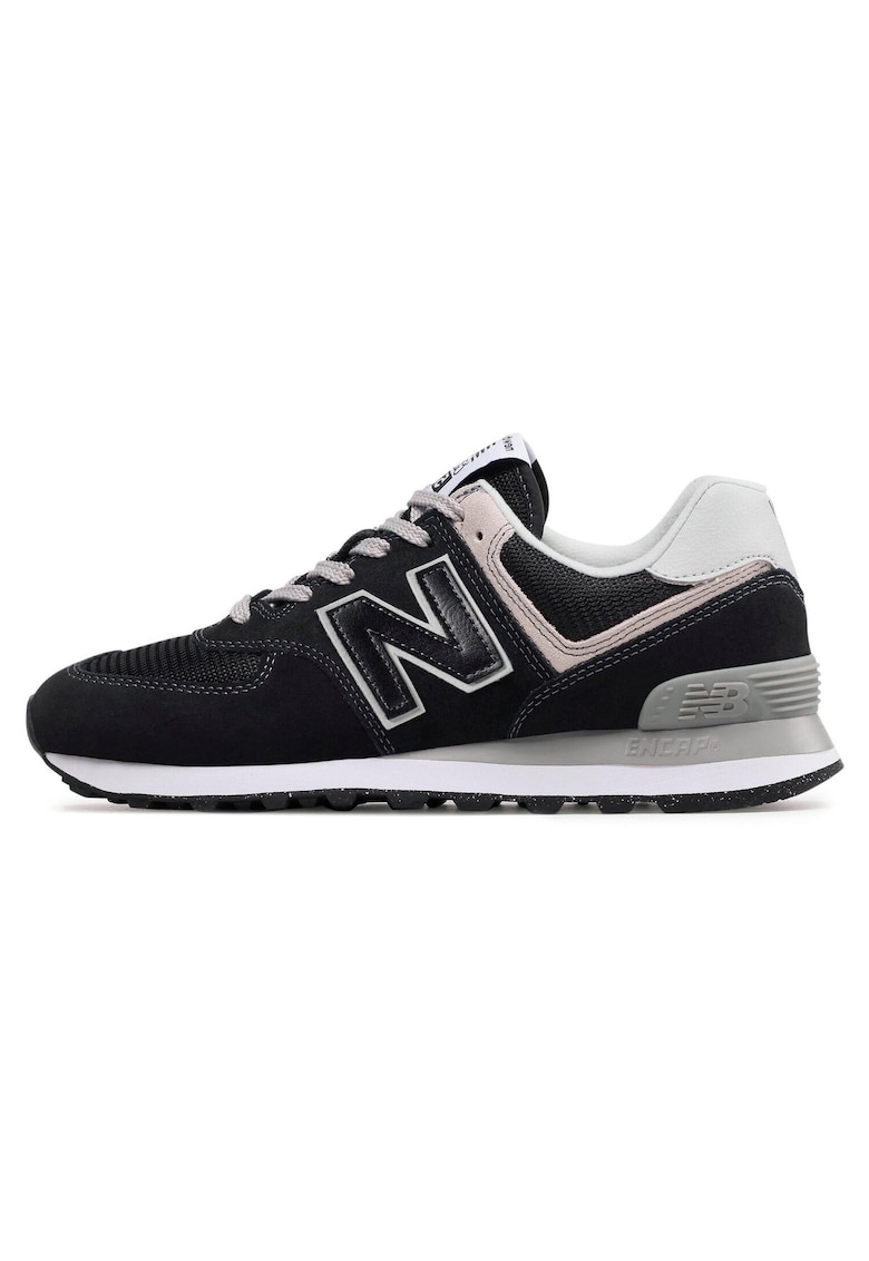 Pantofi sport barbati - NB 574 - piele naturala si material textil - negru