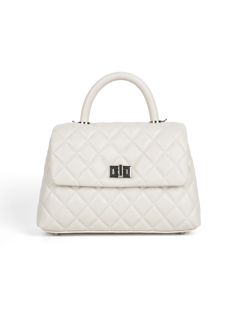 Geantă matlasata din piele Keely - Crem - L: 23 cm/ 19 cm H: 15 cm A: 7 cm
