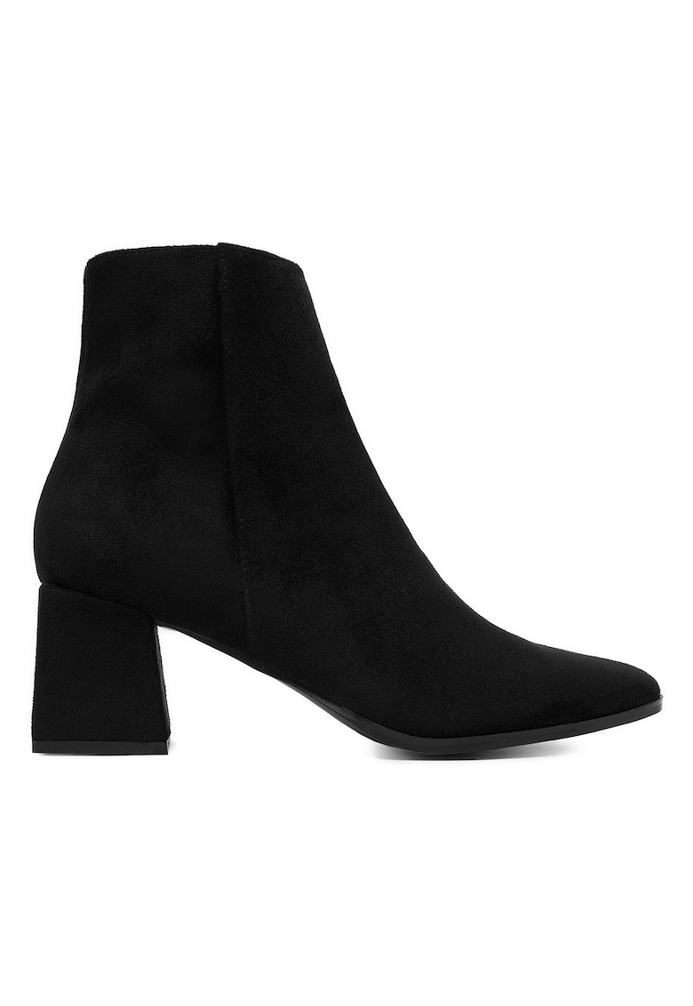 Botine dama - design modern - toc stabil - negru - material sintetic - Negru