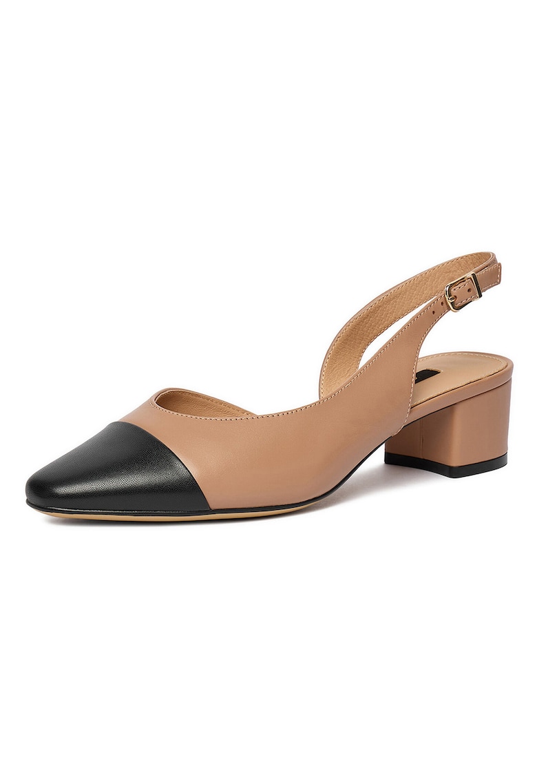 Pantofi dama - piele naturala - bej/negru